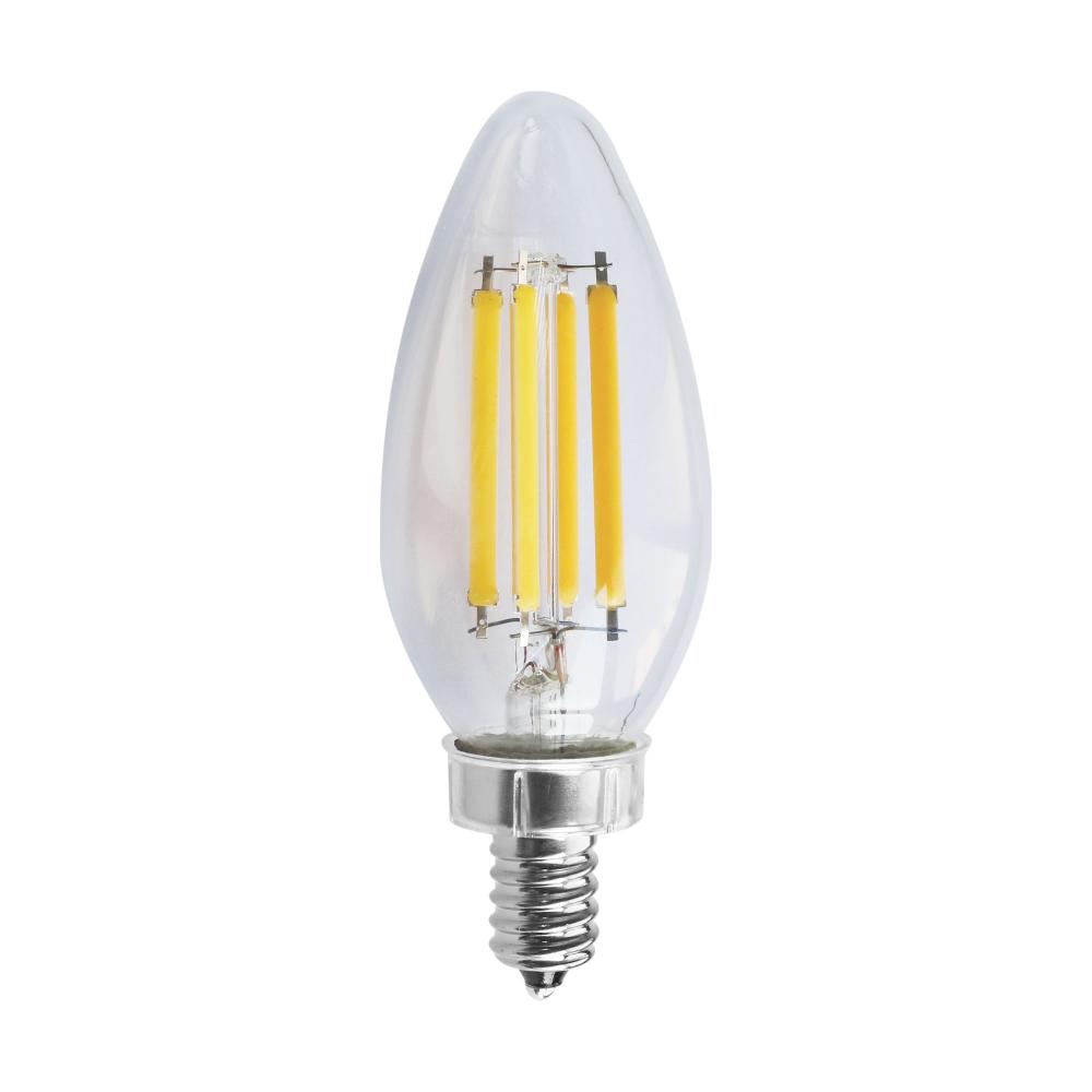 8 Watt C11 LED Filament; Clear; Candelabra base; 2700K; 90 CRI; 760 Lumens; 120 Volt