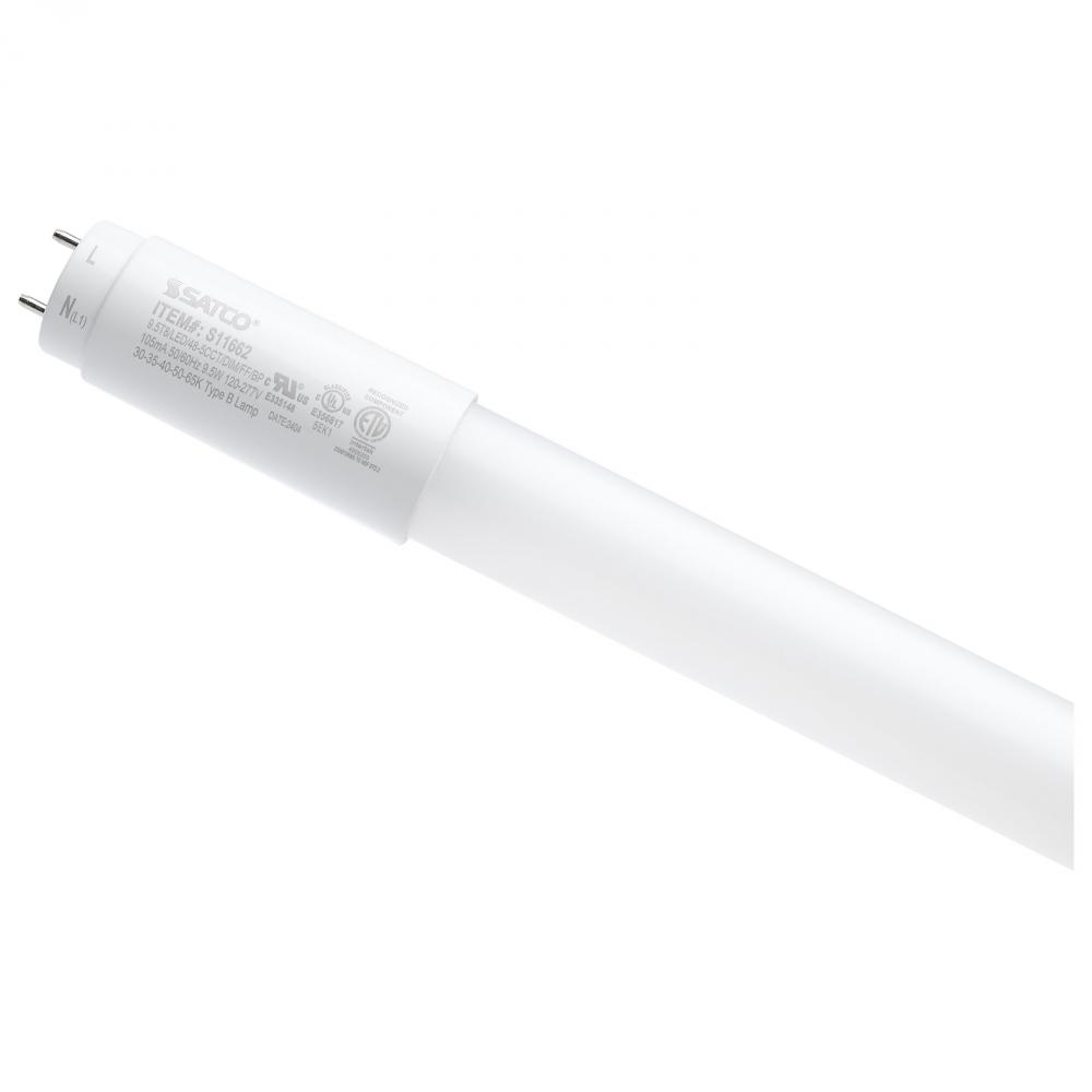 9.5 Watt T8 LED; 48 Inch; 30K/35K/40K/50K/65K CCT Selectable; Low Optical Flicker (less than 5%);