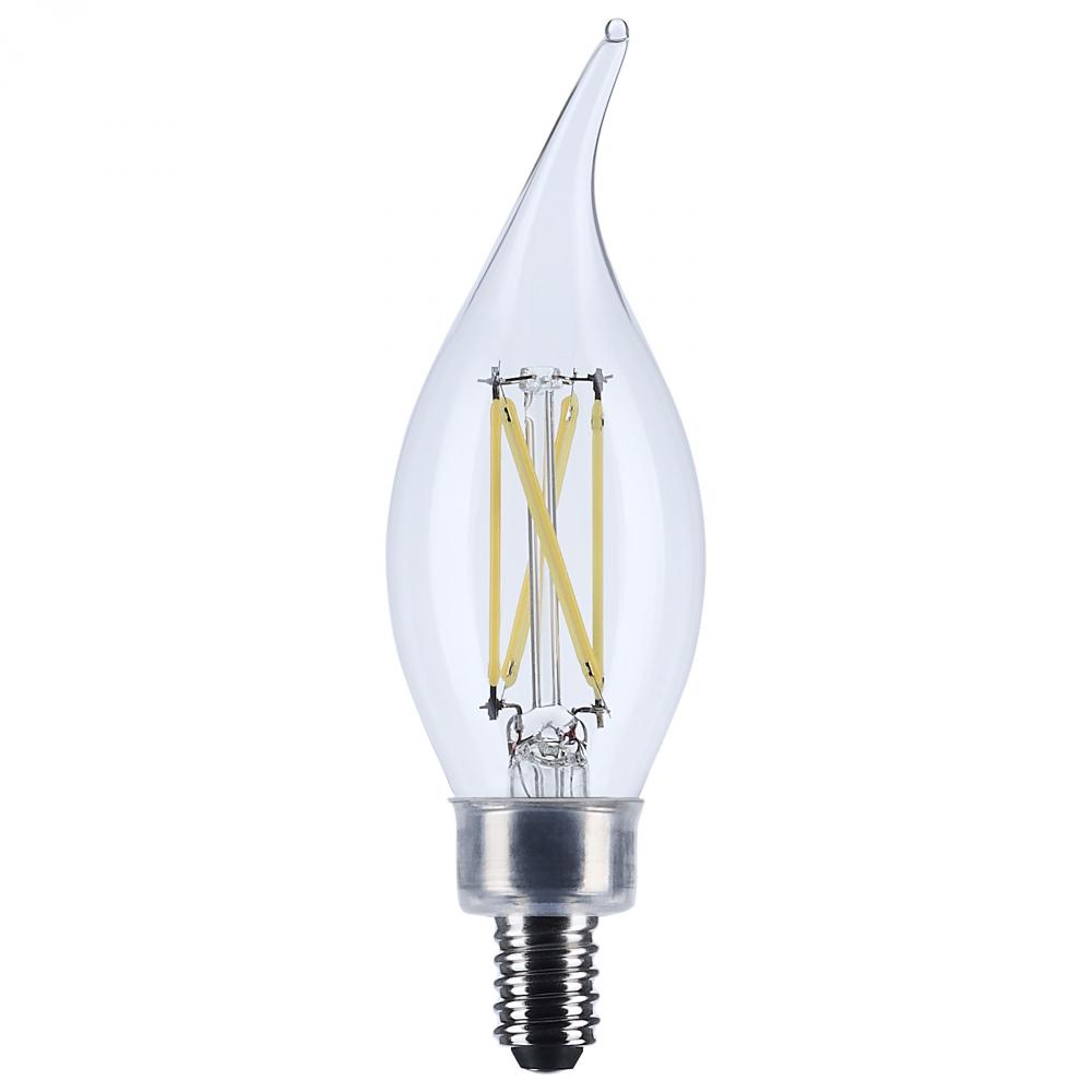 4 Watt CA10 LED; Candelabra Base; Clear; 3500K CCT; 120 Volt