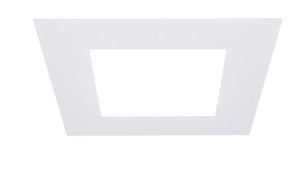 8'' Flat Goof Ring for Commercial Downlights, Square, White Finish, 12.50 square outer, 7.38