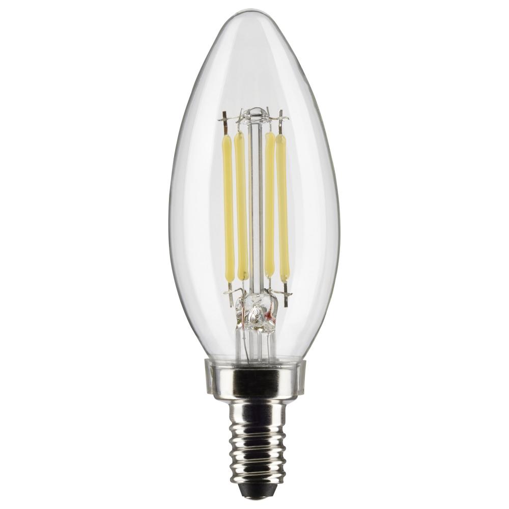 5.5 Watt B11 LED Filament; Clear; Candelabra Base; 5000K; 500 Lumens; 120 Volt; 2-Pack