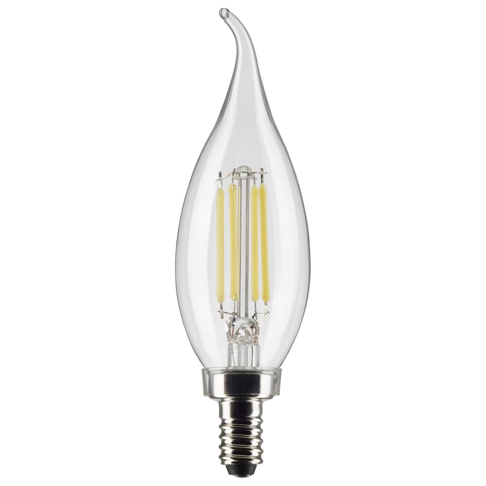 4 Watt CA10 LED Filament; Clear; Candelabra Base; 2700K; 350 Lumens; 120 Volt; 2-Pack