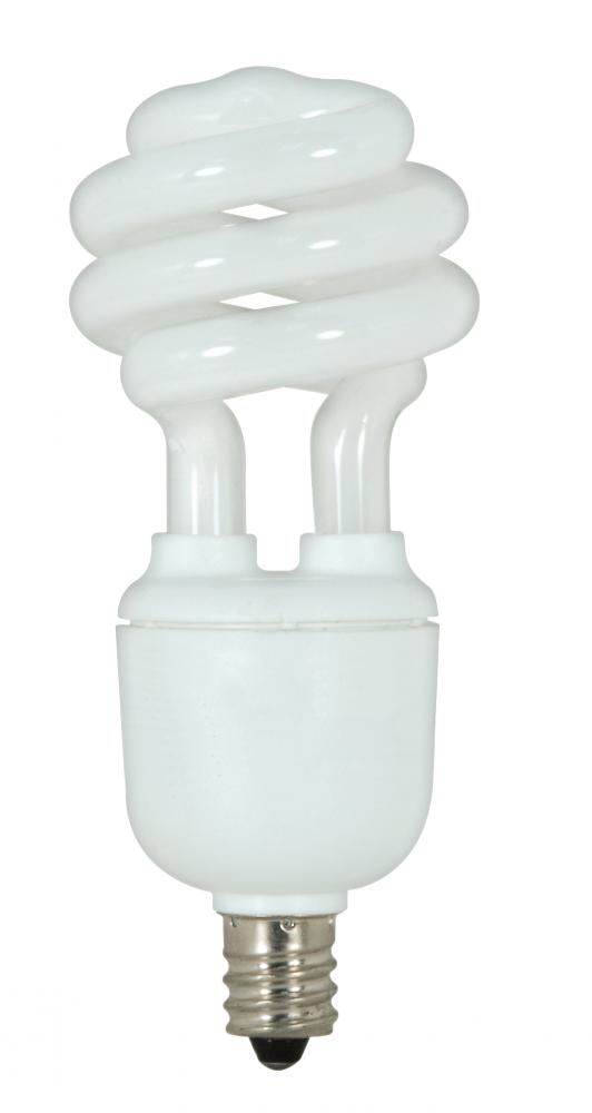 9 Watt; Mini Spiral Compact Fluorescent; 2700K; 82 CRI; Candelabra base; 120 Volt