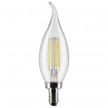 Satco Products Inc. S21297 - 4 Watt CA10 LED Filament; Clear; Candelabra base; 90 CRI; 3000K; 120 Volt