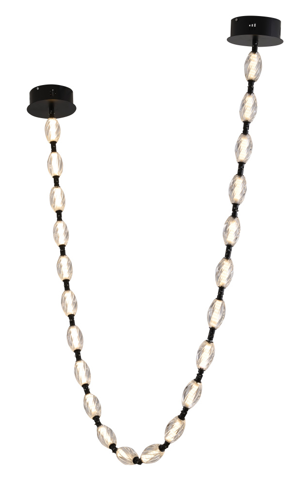 22-Light Black LED Chandelier With Clear Crystal Shades