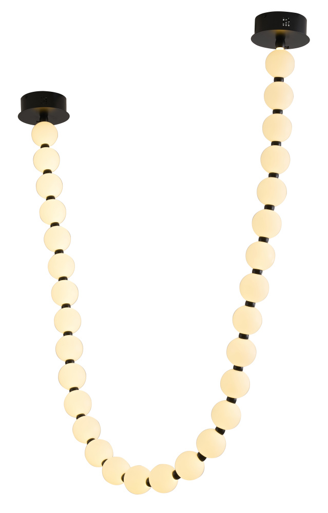 30-Light Black LED Chandelier With White Acrylic Ball Shades