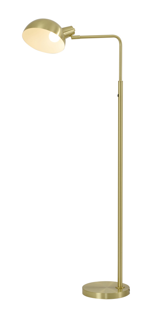 1-Light Satin Brass Metal Floor Lamp With A Metal Shade