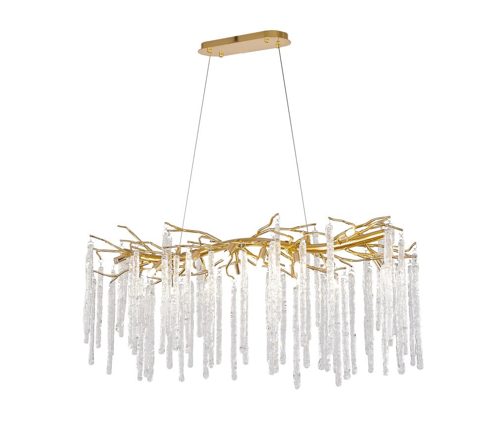 16-Light Gold Aluminum Chandelier With Clear Glass Drops