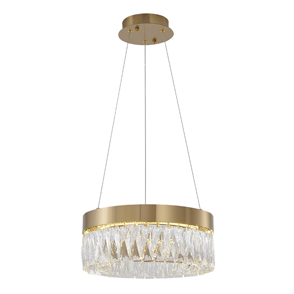 1-Light Gold LED Chandelier With Clear Crystal Accents