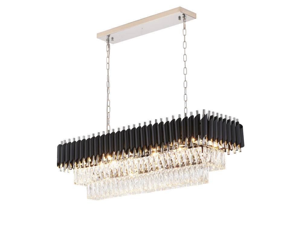 Black and Chrome Rectangular Frame Chandelier