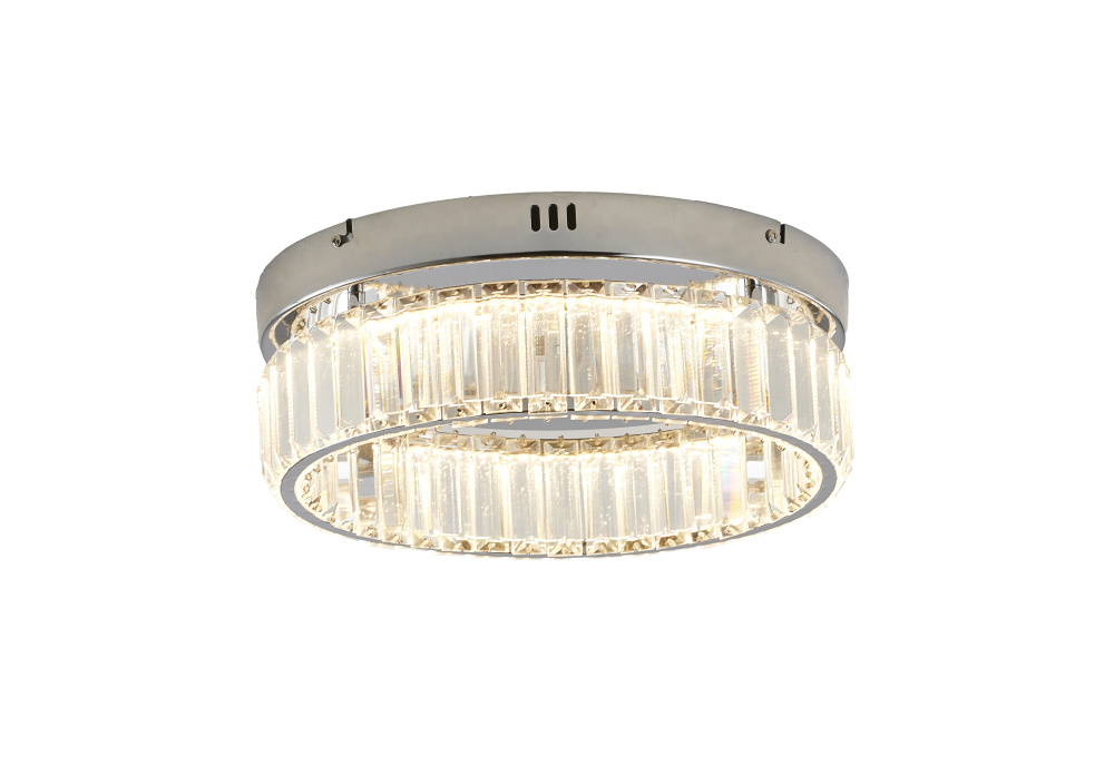 1-Light Chrome Dimmable LED Flush Mount With Clear Crystals