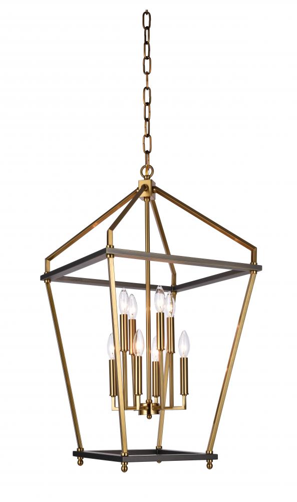 8-Light Antique Brass And Grey Metal Chandelier