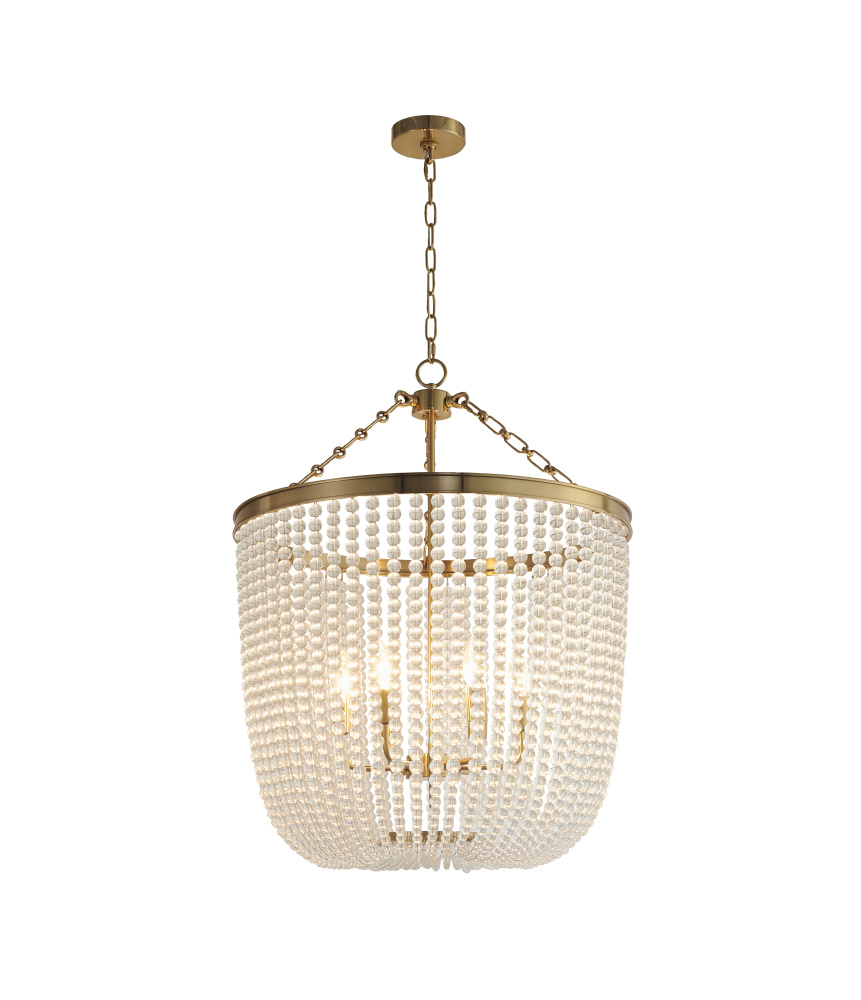 6-Light Gold Chandelier With Clear Beaded hanging Glass