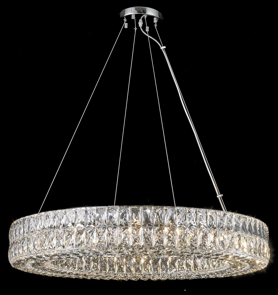 12-Light Chrome Chandelier With Clear Crystals