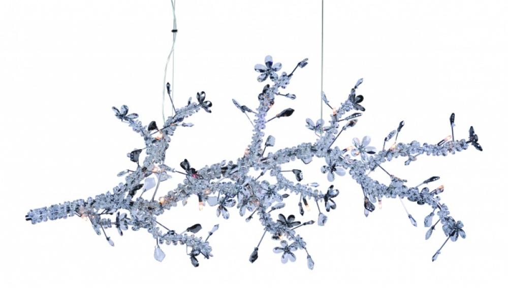 20-Light Chrome Chandelier With Clear And Smoke Crystals