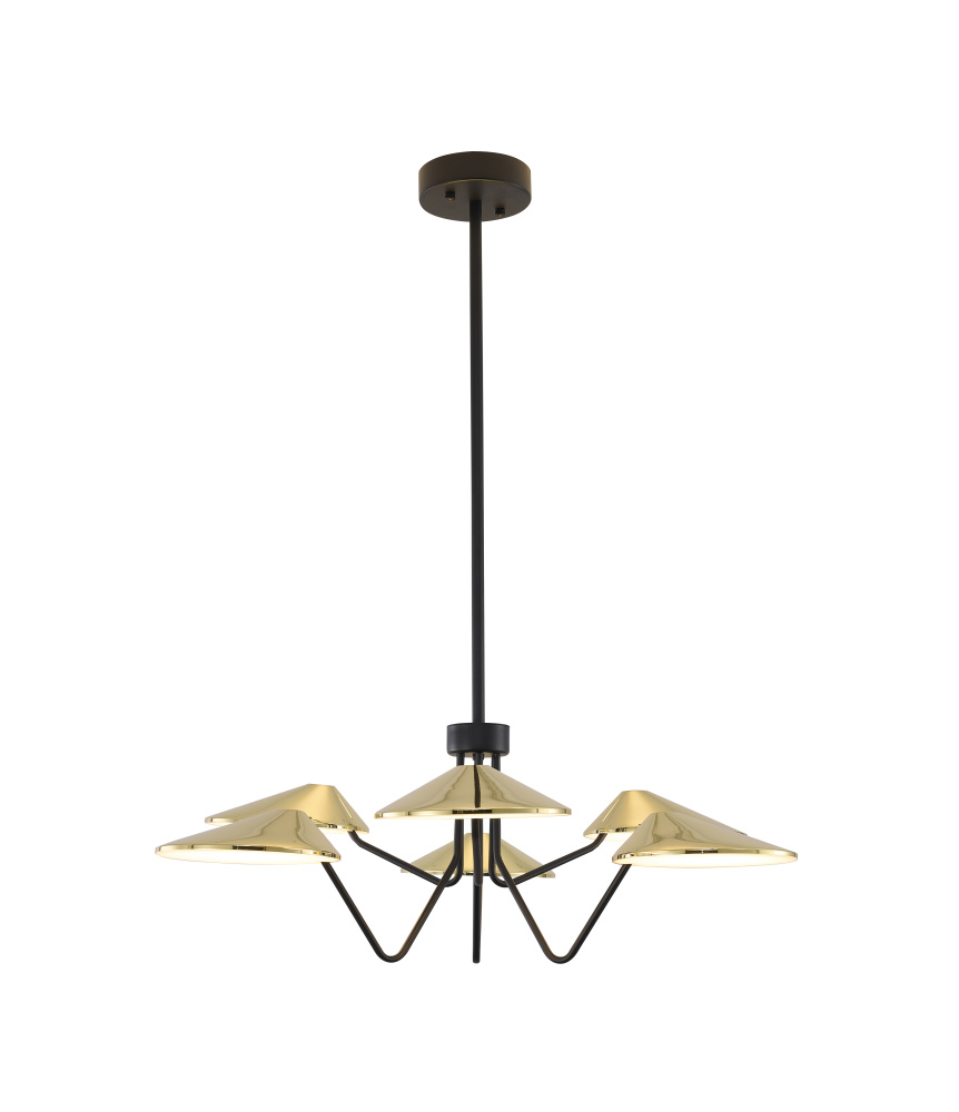 Black and Shiny Brass LED Chandelier