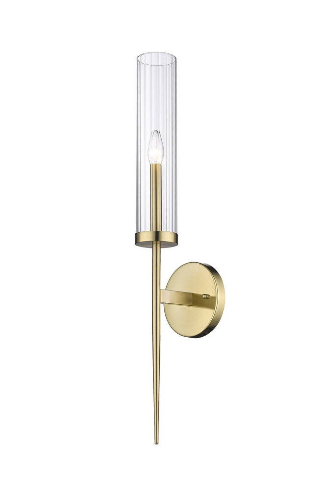 1-Light Gold Iron Wall Sconce With A Clear Glass Shade