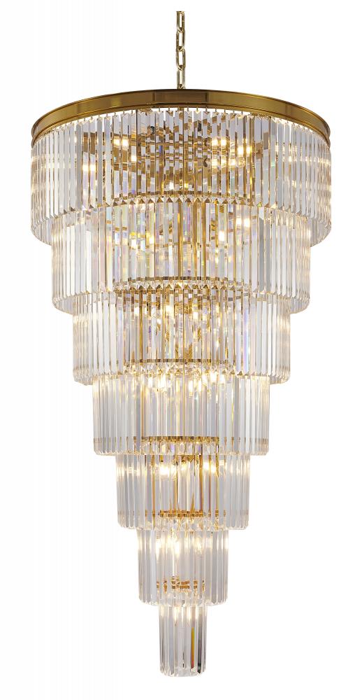 34-Light 7-Tier Brass Chandelier With Clear Crystals