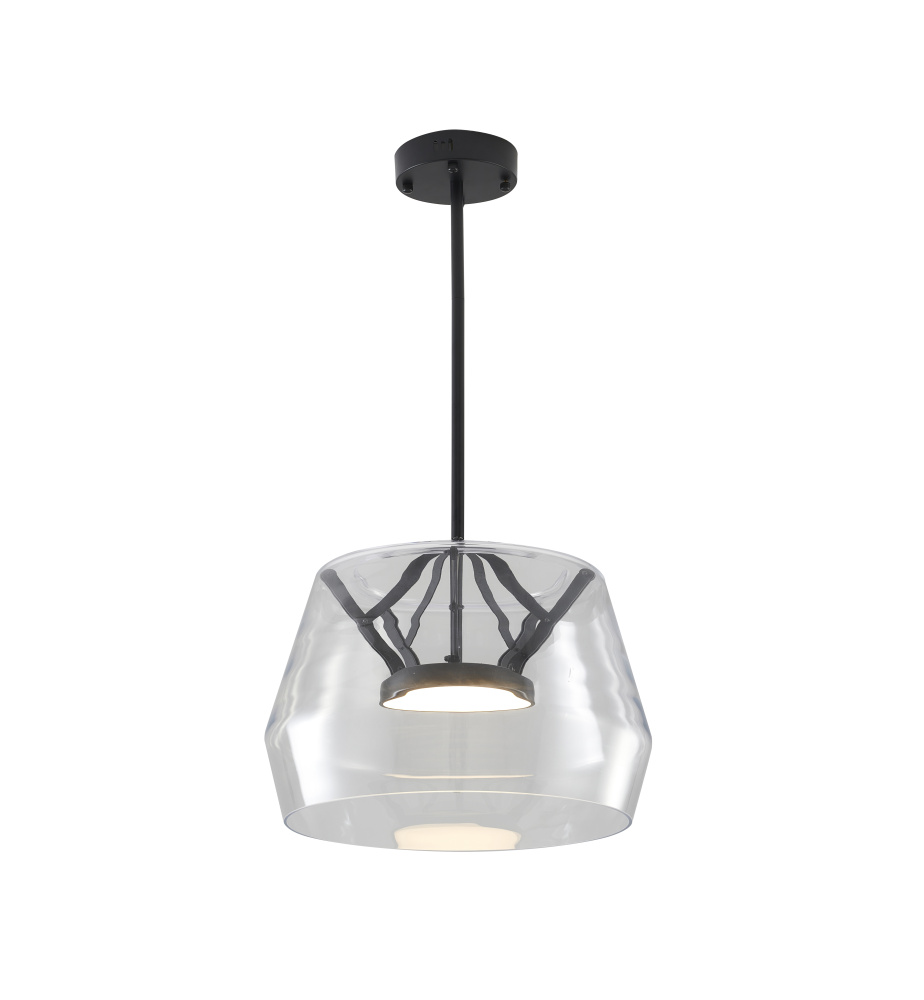 1-Light Black LED Pendant With A Clear Glass Shade