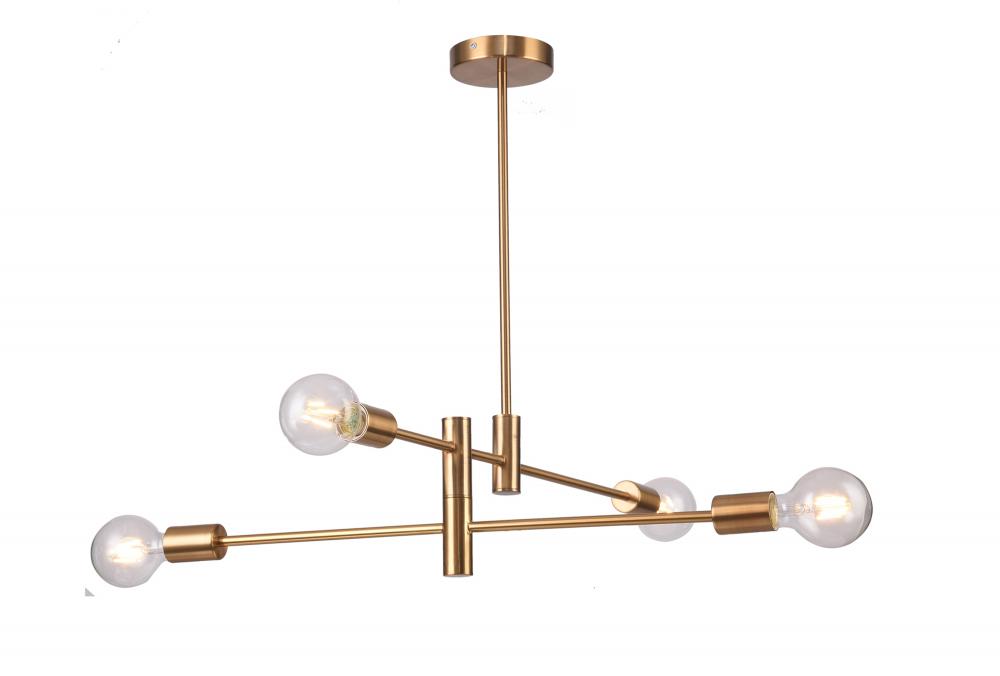 4-Light Brushed Bronze Pipe Arm Chandelier
