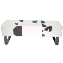 Bethel International 1360OT/BLK/BNW - Black Stainless Steel Bench With Black And White Hairline Leather