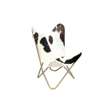 Bethel International 9800 - Gold Stainless Steel Chair With Black And White Hairline Leather