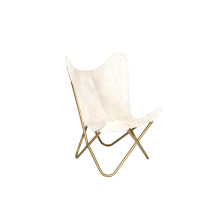 Bethel International 9899 - Gold Stainless Steel Chair With Grey And White Hairline Leather