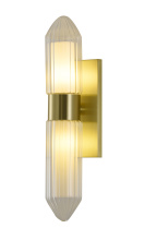 Bethel International BLT101W18BR - 2-Light Satin Brass Wall Sconce With Clear Glass And White Acrylic Shades