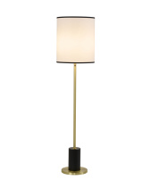 Bethel International BTG101BR - 2-Light Black And Satin Brass Floor Lamp With A White Linen Shade