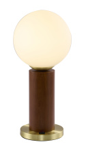 Bethel International BTG102BR - 1-Light Black And Satin Brass Table Lamp With A White Glass Shade