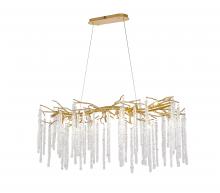 Bethel International CN09C47G - 16-Light Gold Aluminum Chandelier With Clear Glass Drops