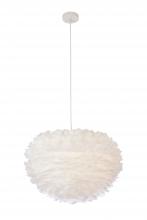 Bethel International DLS14C21W - 1-Light White Goose Feather Ball Chandelier With White Hardware