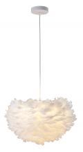 Bethel International DLS21C17W - 1-Light Light White Goose Fether Chandelier With A White Iron Frame
