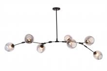 Bethel International DLS58C70B - 7-Light Black Metal Chandelier With Smoke Glass Shades