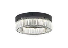 Bethel International GL447FM14BK - 1-Light Satin Black Dimmable LED Flush Mount With Clear Crystals