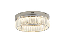 Bethel International GL447FM14CH - 1-Light Chrome Dimmable LED Flush Mount With Clear Crystals