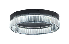 Bethel International GL449FM20BK - 1-Light Satin Black Dimmable LED Flush Mount With Clear Crystals
