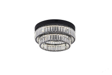 Bethel International GL450FM15BK - 2-Light Satin Black Dimmable LED Flush Mount With Clear Crystals