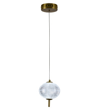 Bethel International GL455P5BR - 1-Light Brass Dimmable LED Single Pendant With A Clear PC Shade