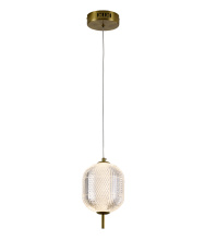 Bethel International GL456P7BR - 1-Light Brass Dimmable LED Single Pendant With A Clear PC Shade