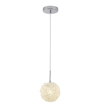 Bethel International GL458P6CH - 1-Light Chrome Steel Single Pendant With Clear Crystal Beaded Ball