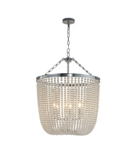 Bethel International LA61C24CH - 6-Light Chrome Chandelier With Clear Beaded hanging Glass