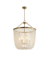 Bethel International LA61C24G - 6-Light Gold Chandelier With Clear Beaded hanging Glass