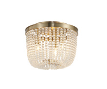 Bethel International LA63C14G - 3-Light Gold Semi Flush Mount With Clear Glass Beads