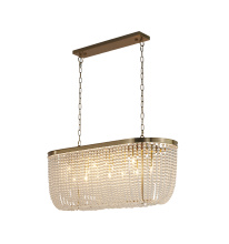 Bethel International LA64C50G - 6-Light Gold Oval Chandelier With Clear Beaded hanging Crystals