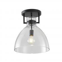 Bethel International LC02FM14BLK - 1-Light Black Semi Flush Mount With A Clear Glass Shade