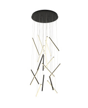 Bethel International LTY01C32BLK - 18-Light Satin Black Metal LED Chandelier With White Acrylic Diffusers