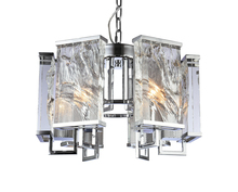 Bethel International MU74CH - 6-Light Chrome Metal Chandelier With Clear Crystal Plaques