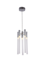 Bethel International MU78CH - 6-Light Chrome Single Pendant With Clear Glass Tubes
