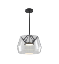 Bethel International SYM03P17BK - 1-Light Black LED Pendant With A Clear Glass Shade